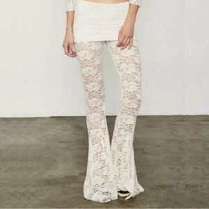 We Are HAH rust color sheer lace strapless jumpsuit/flare pants size large